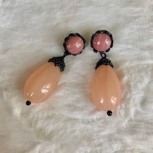 Blush Pink And Gunmetal Statement Earrings